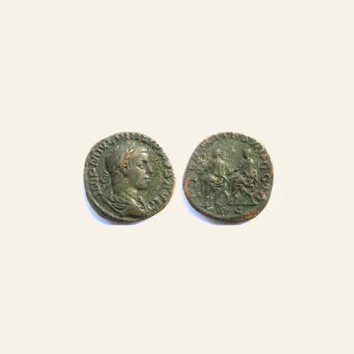 Reverse, of the sestertius, for PHILIP II Æ Sestertius. Philip I and II - LIBERALITAS AVGG III., mint of Rome