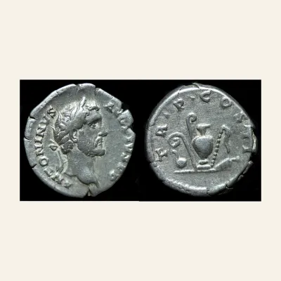 Avers, du denarius, pour UNLISTED Antoninus Pius AR Denarius - sacrificial implements, RIC RIC or Cohen