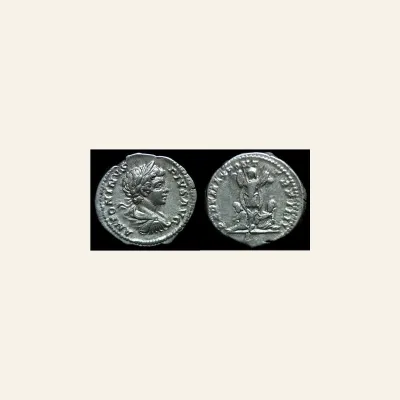 Reverse, of the denarius, for CARACALLA. 198-217 AD. AR Denarius (3.52 gm). Struck 201 AD., 217 AD