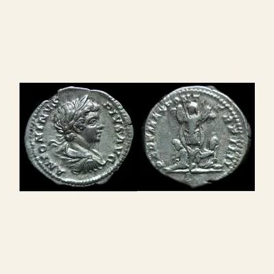 Reverse, of the denarius, for CARACALLA. 198-217 AD. AR Denarius (3.52 gm). Struck 201 AD., 217 AD
