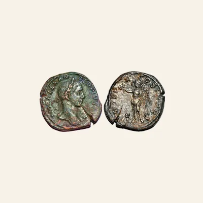 Avers, du sestertius, pour Severus Alexander, AD 222-235. AE Sestertius (22.0g 31.5mm) Rome, AD 231., atelier de Rome...