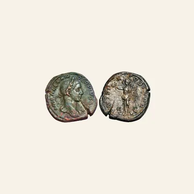 Reverse, of the sestertius, for Severus Alexander, AD 222-235. AE Sestertius (22.0g 31.5mm) Rome, AD 231., mint of Rome...