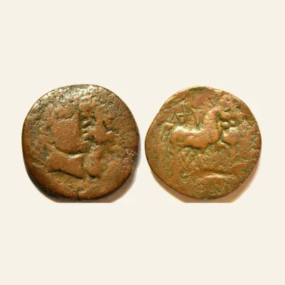 Avers, pour RARE Zeugitana - Utica. Circa 1st Century BC. 3 shekels Æ 26mm, atelier de Utica