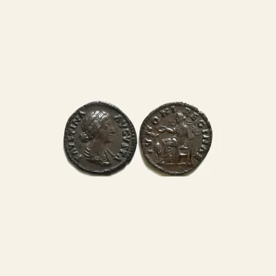 Reverse, of the denarius, for FAUSTINA II (Augusta, 147-176). Denarius. Rome., mint of Rome, 147-176
