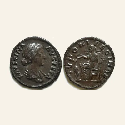 Reverse, of the denarius, for FAUSTINA II (Augusta, 147-176). Denarius. Rome., mint of Rome, 147-176