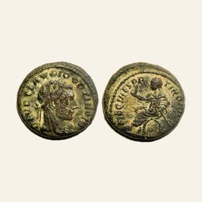 Avers, du follis, pour Divus Claudius II Gothicus. Died A.D. 270. Æ half follis A.D. 317-318., 317-318, RIC RIC 43
