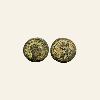 Reverse, of the follis, for Divus Claudius II Gothicus. Died A.D. 270. Æ half follis A.D. 317-318., 317-318