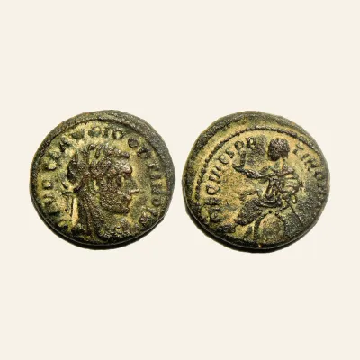 Reverse, of the follis, for Divus Claudius II Gothicus. Died A.D. 270. Æ half follis A.D. 317-318., 317-318
