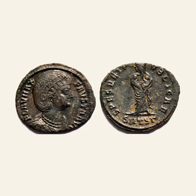 Obverse, for Fausta Æ Nummus. Thessalonica, AD 326-328., 326-328