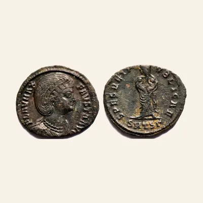 Reverse, for Fausta Æ Nummus. Thessalonica, AD 326-328., 326-328