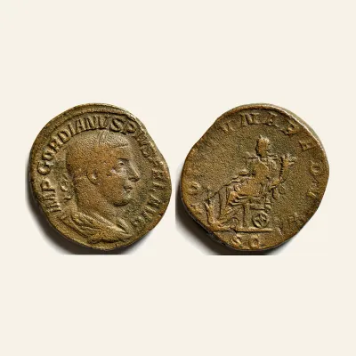 Avers, du sestertius, pour GORDIAN III (238-244). Sestertius. Rome., atelier de Rome, 238-244, RIC RIC 331a