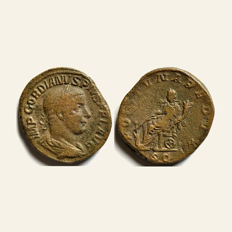 Obverse, of the sestertius, for GORDIAN III (238-244). Sestertius. Rome., mint of Rome, 238-244
