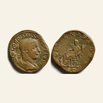 Reverse, of the sestertius, for GORDIAN III (238-244). Sestertius. Rome., mint of Rome, 238-244