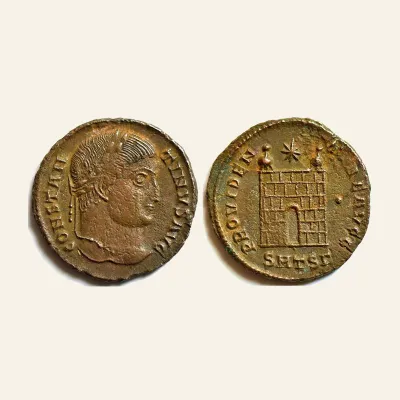 Reverse, for Constantine I BI Nummus. Thessalonica, AD 326-328., 326-328