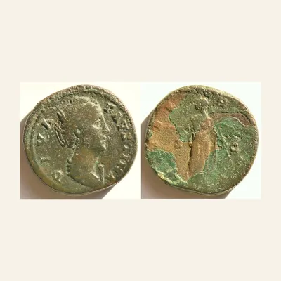 Avers, du sestertius, pour Diva Faustina I AE Sestertius I
