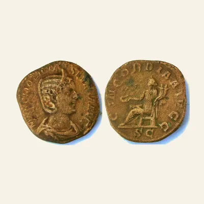 Reverse, of the sestertius, for Otacilia Severa AE Sestertius 244-249. CONCORDIA, 244-249