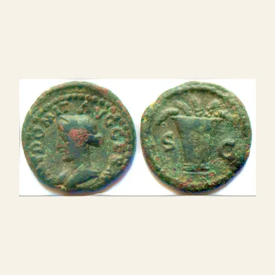 Avers, du as, pour Domitian, as Caesar (AD 81-96). AE quadrans (17mm, 2.74 gm). Rome, AD 84-85., atelier de Rome, 81-96, RIC...