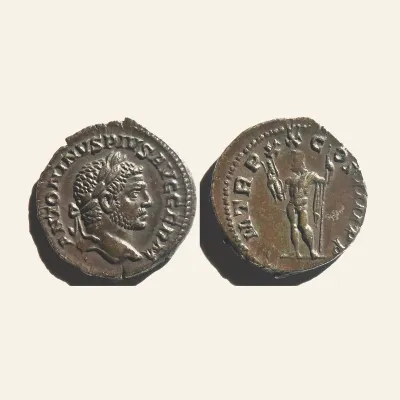 Avers, du denarius, pour Caracalla, 198 – 217 AR Denarius Rome 217 (3.11 g.), atelier de Rome, 198 – 217, RIC RIC 285a