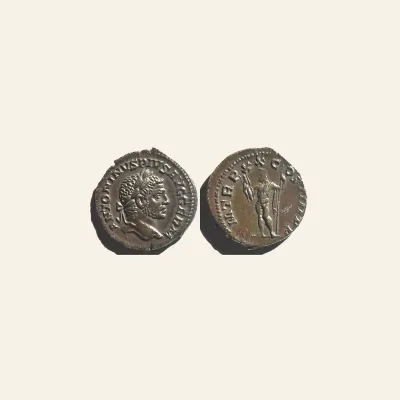 Reverse, of the denarius, for Caracalla, 198 – 217 AR Denarius Rome 217 (3.11 g.), mint of Rome, 198 – 217