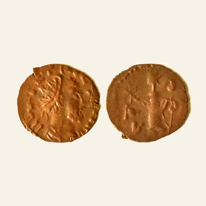 Obverse, of the antoninianus, for Barbaric Unofficial imitation of Tetricus I Antoninianus