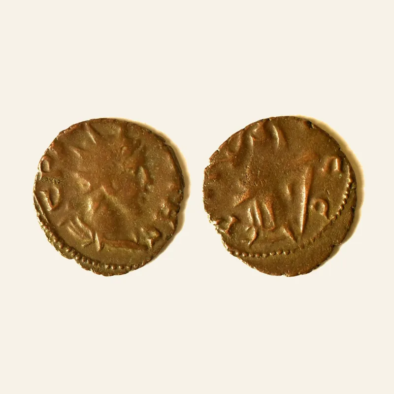 Obverse, of the antoninianus, for Barbaric Unofficial imitation of Tetricus II Antoninianus