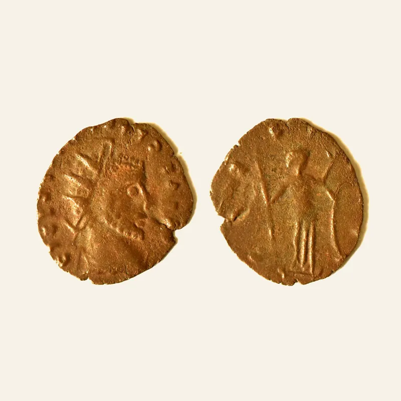 Obverse, of the antoninianus, for Barbaric Unofficial imitation of Tetricus I Antoninianus