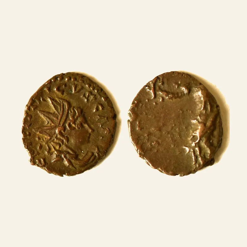 Obverse, of the antoninianus, for Barbaric Unofficial imitation of Tetricus II Antoninianus