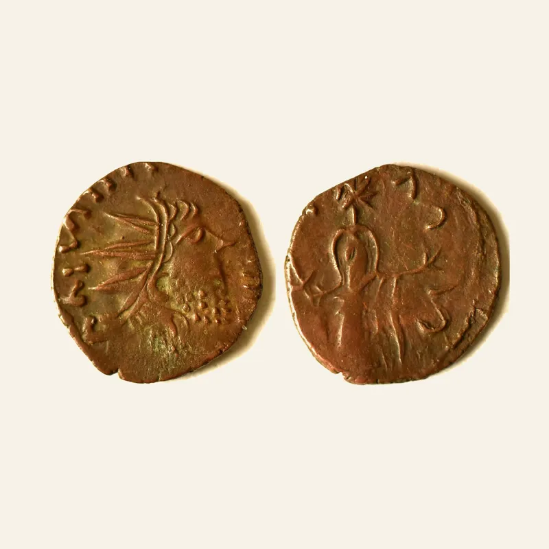 Obverse, of the antoninianus, for Barbaric Unofficial imitation of Tetricus I Antoninianus
