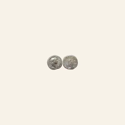 Reverse, of the denarius, for Trajan Silver Denarius Genius Nude Rome RIC 349, mint of Rome, 117 AD