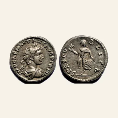 Avers, du denarius, pour Caracalla. A.D. 198-217. AR denarius. 3.24 gm. 18 mm. Laodicea mint. Struck A.D. 199., 198-217, RIC...