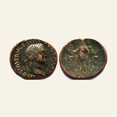Avers, du as, pour Titus (AD 79-81). AE as (24-28mm, 8.6 gm). Lugdunum, AD 77-78., 79-81, RIC RIC II