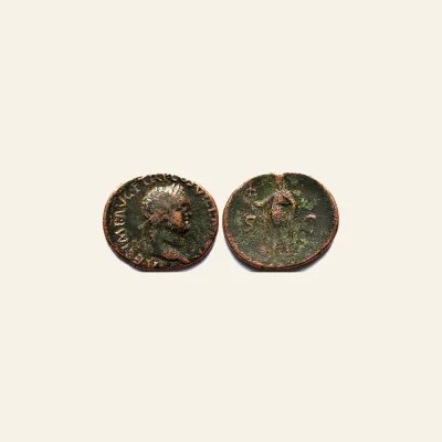 Reverse, of the as, for Titus (AD 79-81). AE as (24-28mm, 8.6 gm). Lugdunum, AD 77-78., 79-81