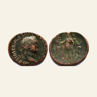 Reverse, of the as, for Titus (AD 79-81). AE as (24-28mm, 8.6 gm). Lugdunum, AD 77-78., 79-81