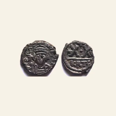 Avers, du follis, pour Heraclius 610-641, Half Follis Carthage, atelier de Carthage, 610-641