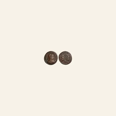 Reverse, of the as, for Constantius II as Caesar Billon centenionalis - Thessalonica mint - PROVIDENTIA CAESS, 8 AD