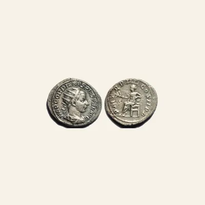 Reverse, of the antoninianus, for Gordian III. A.D. 238-244. AR antoninianus. 5.7 gm. 24 mm. Rome mint. Struck A.D. 241....