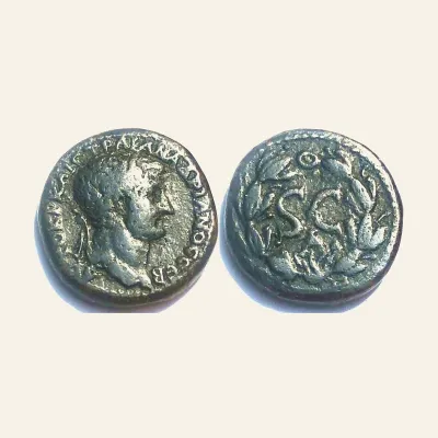 Reverse, for HADRIAN AE20. Antioch mint. Wreath - SC., mint of Antioch, 117-138