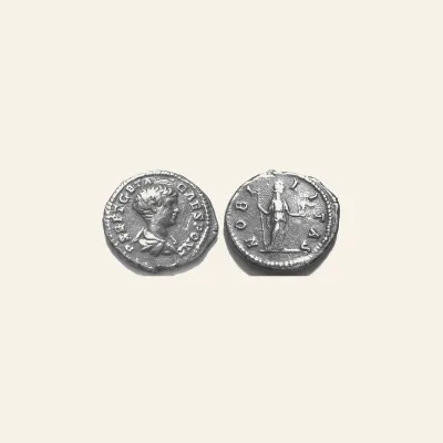 Reverse, of the denarius, for Geta as Caesar. 198-209 AD. Denarius. NOBILITAS, 209 AD