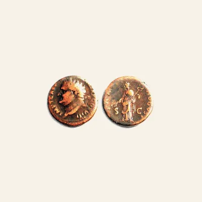 Reverse, of the as, for TITUS Auguste (79-81), AE as, 80-81, (11.38g) Rome. PAX AVGVST, mint of Rome, 79-81