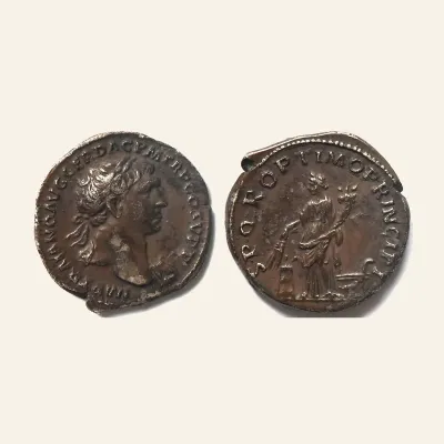 Avers, du denarius, pour TRAJAN AD 103-111 AR Denarius. - Abundantia RIC II 165., atelier de Rome, 103-111, RIC RIC II 165