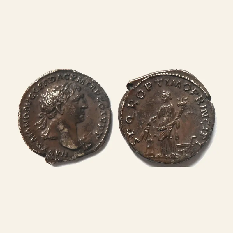Obverse, of the denarius, for TRAJAN AD 103-111 AR Denarius. - Abundantia RIC II 165., mint of Rome, 103-111
