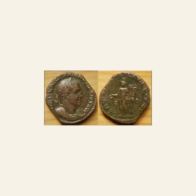 Reverse, of the sestertius, for Trajan Decius. AE Sestertius. 249-251 AD. Rome. GENIVS, mint of Rome, 251 AD