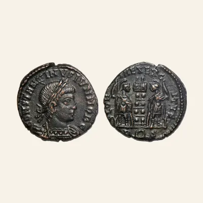 Avers, du follis, pour CONSTANTINE II (Caesar, 316-337). Follis. Rome. Scarce, atelier de Rome, 316-337, RIC RIC VII 351...