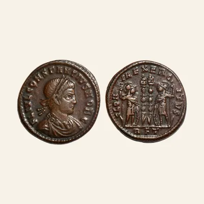 Avers, du follis, pour CONSTANTIUS II (Caesar, 316-337). Follis. Rome., atelier de Rome, 316-337, RIC RIC 329