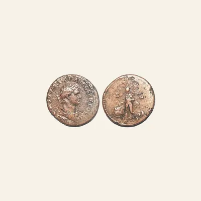 Reverse, of the as, for DOMITIAN, 81-96 AD. AE as (11.24 gm). Victory, 96 AD