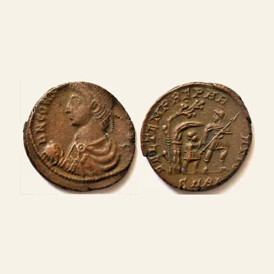 Avers, pour Constans AE Centenionalis FEL TEMP REPARATIO Arles mint, 348-350 A.D., 348-350