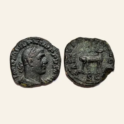 Avers, du sestertius, pour Philip I. A.D. 244-249. Æ sestertius (28 mm, 13.9 g). Rome mint, Struck A.D. 248., atelier de...