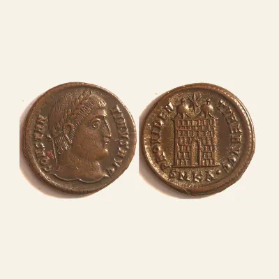 Avers, du follis, pour Constantinus I the Great AD 306-337. Cyzicus Follis Æ 18mm., 2,81g., atelier de Cyzicus, 306-337, RIC...