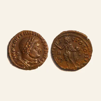 Avers, du follis, pour CONSTANTINE I. AE, Follis. 315 AD. SOLI INVICTO COMITI., 315 AD
