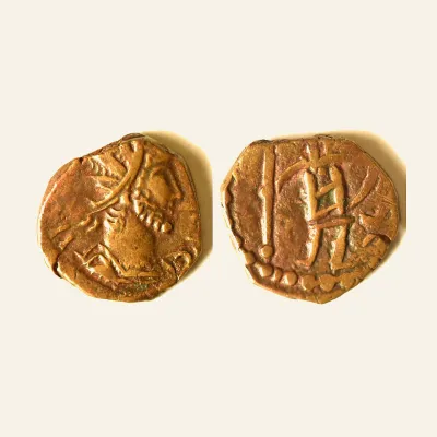 Reverse, of the antoninianus, for Barbaric Unofficial imitation of Tetricus I antoninianus AE 14 mm ; 2.12 g.